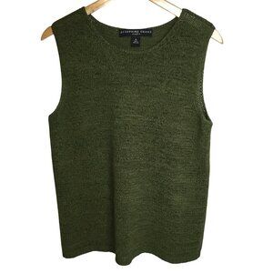 JOSEPHINE CHAUS Emerald Green Textured Knit Sleeveless Sweater Vest M Langenlook